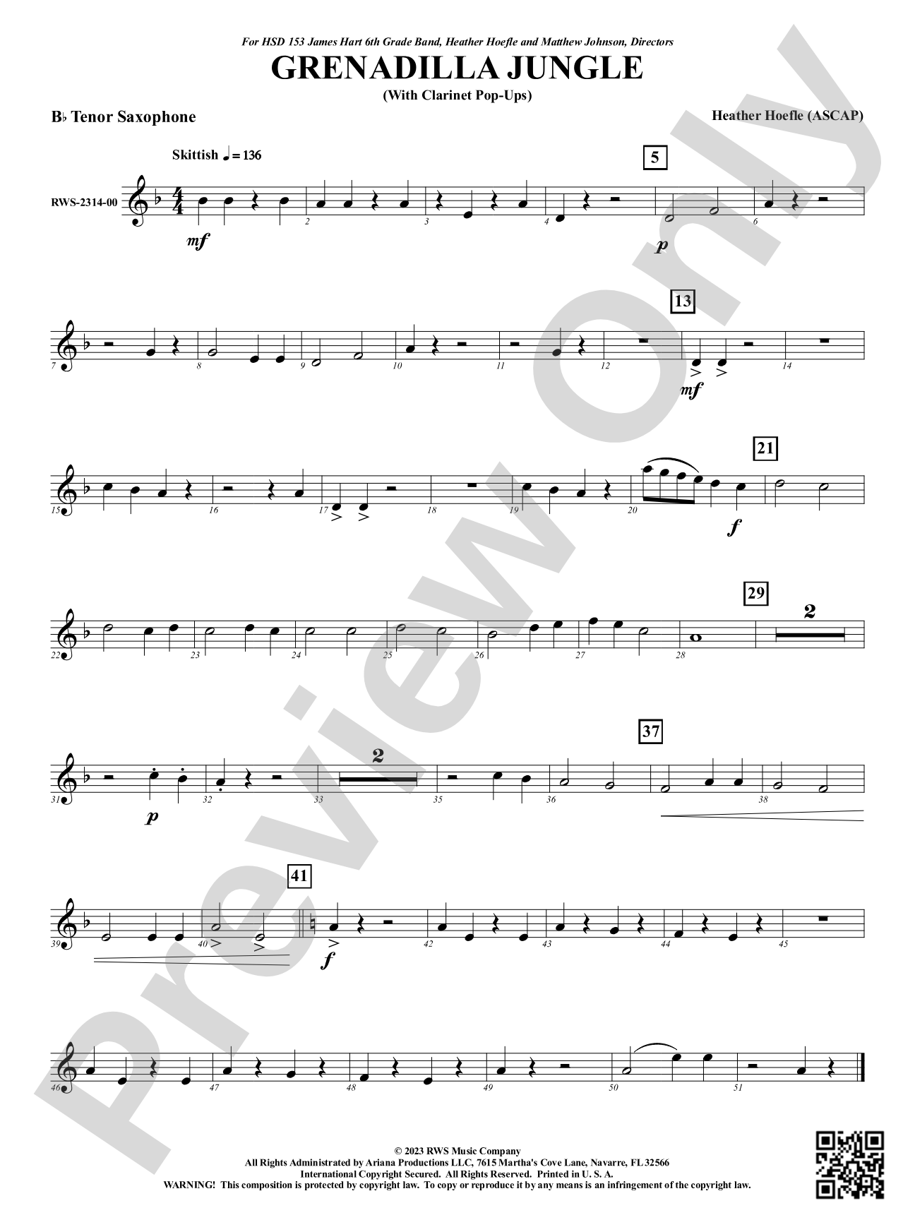 Grenadilla Jungle - With Clarinet Pop-Ups: B-flat Tenor Saxophone