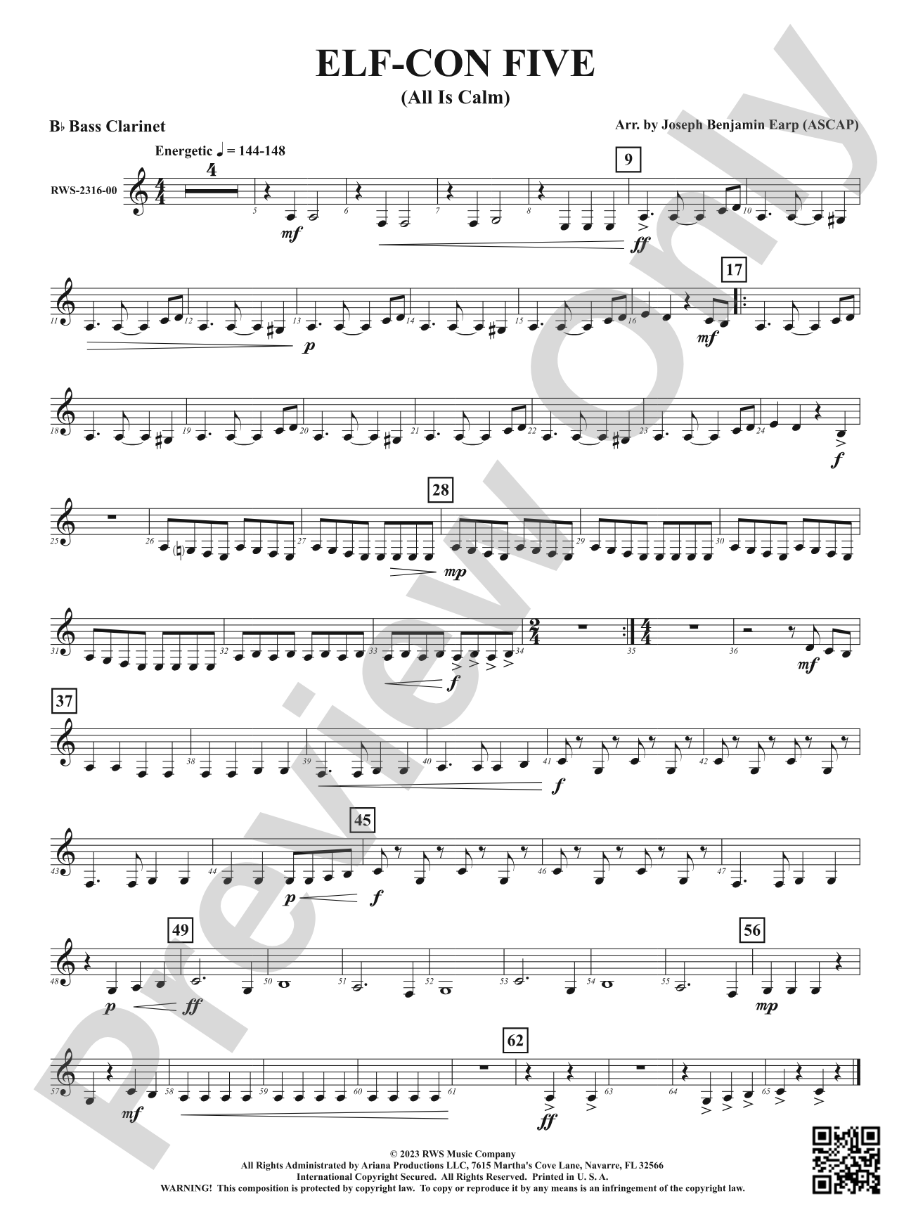 ELF-CON FIVE - All Is Calm: B-flat Bass Clarinet