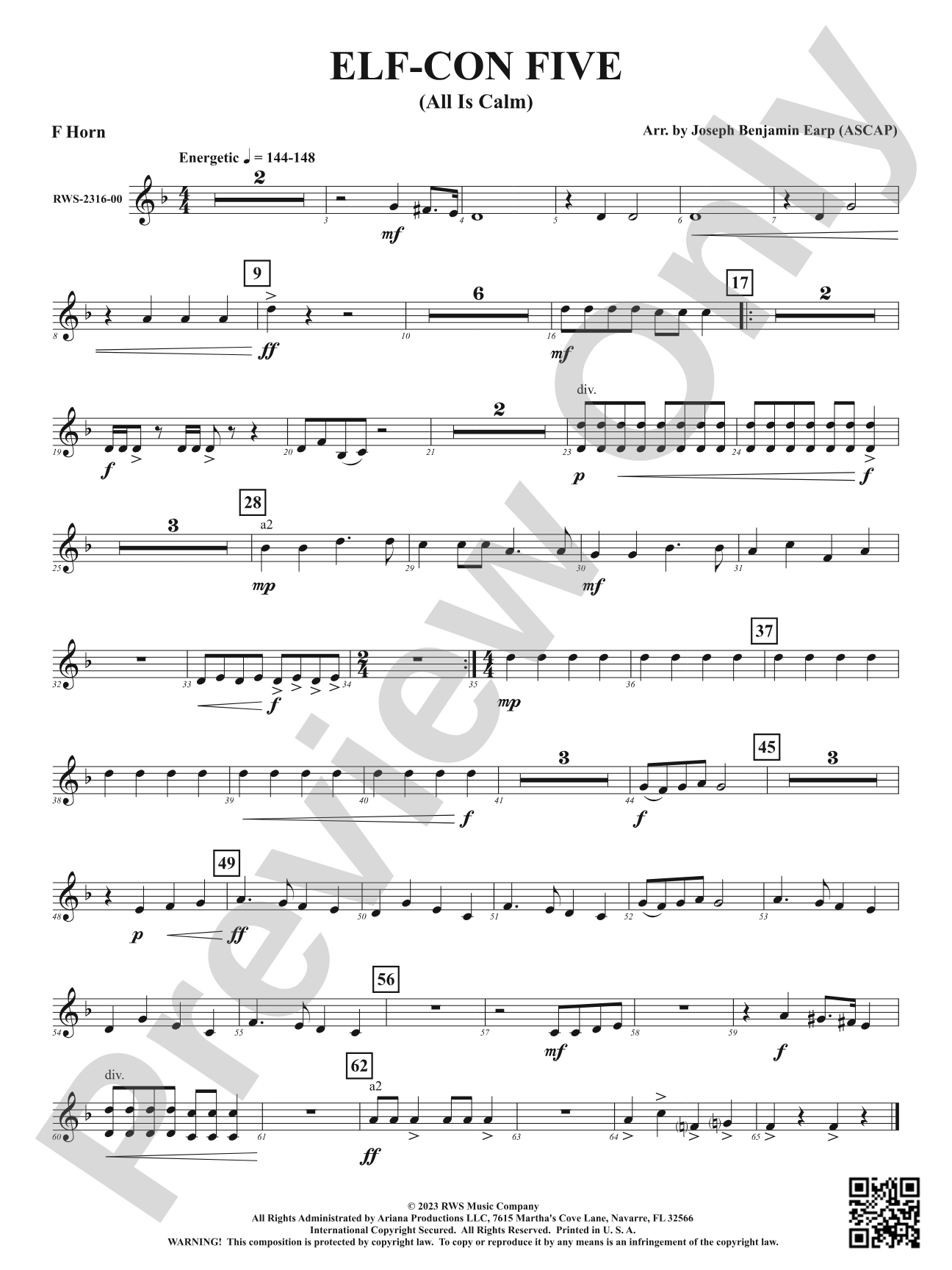 ELF-CON FIVE - All Is Calm: 1st F Horn