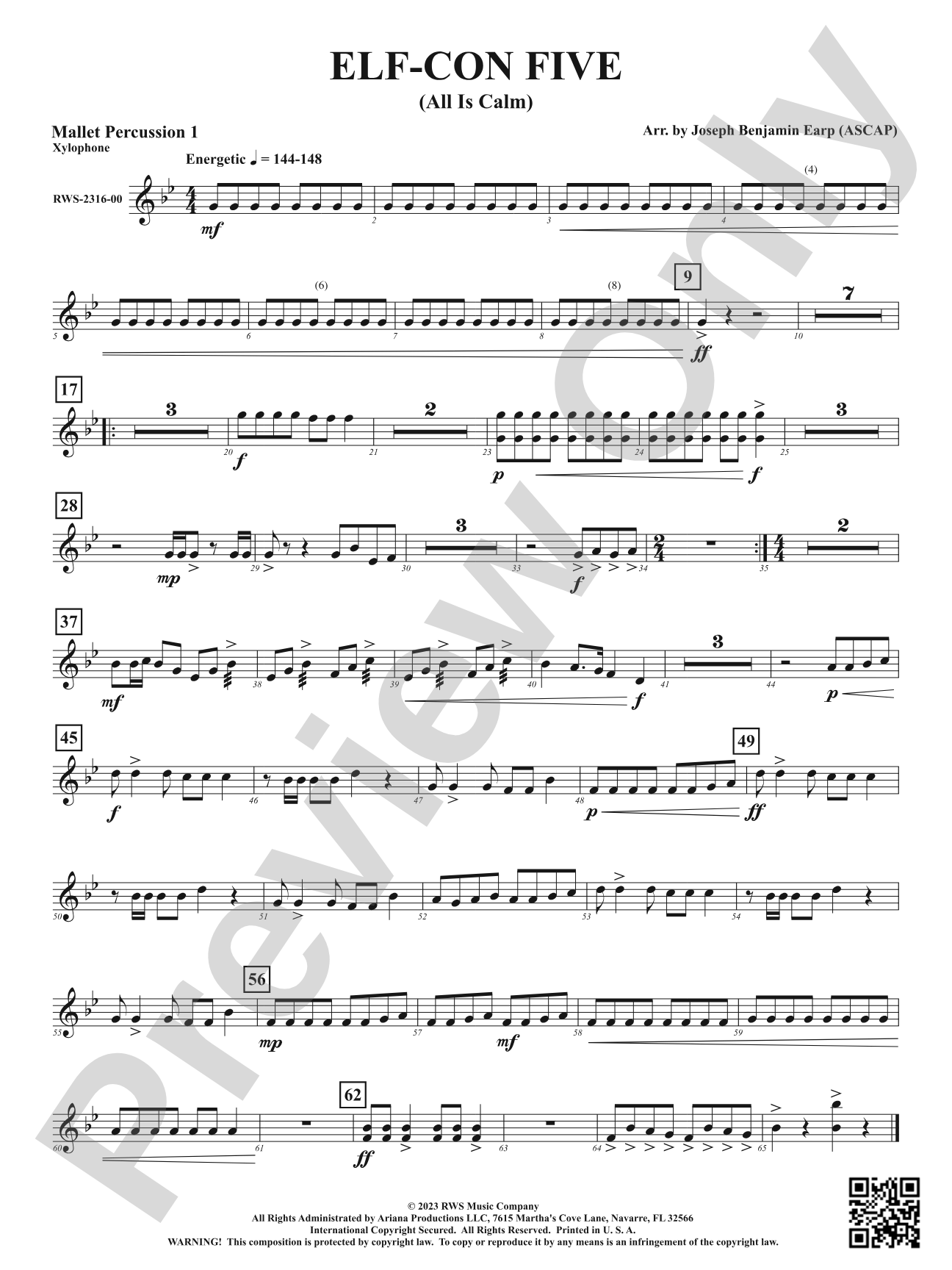 ELF-CON FIVE - All Is Calm: 1st Mallet Percussion