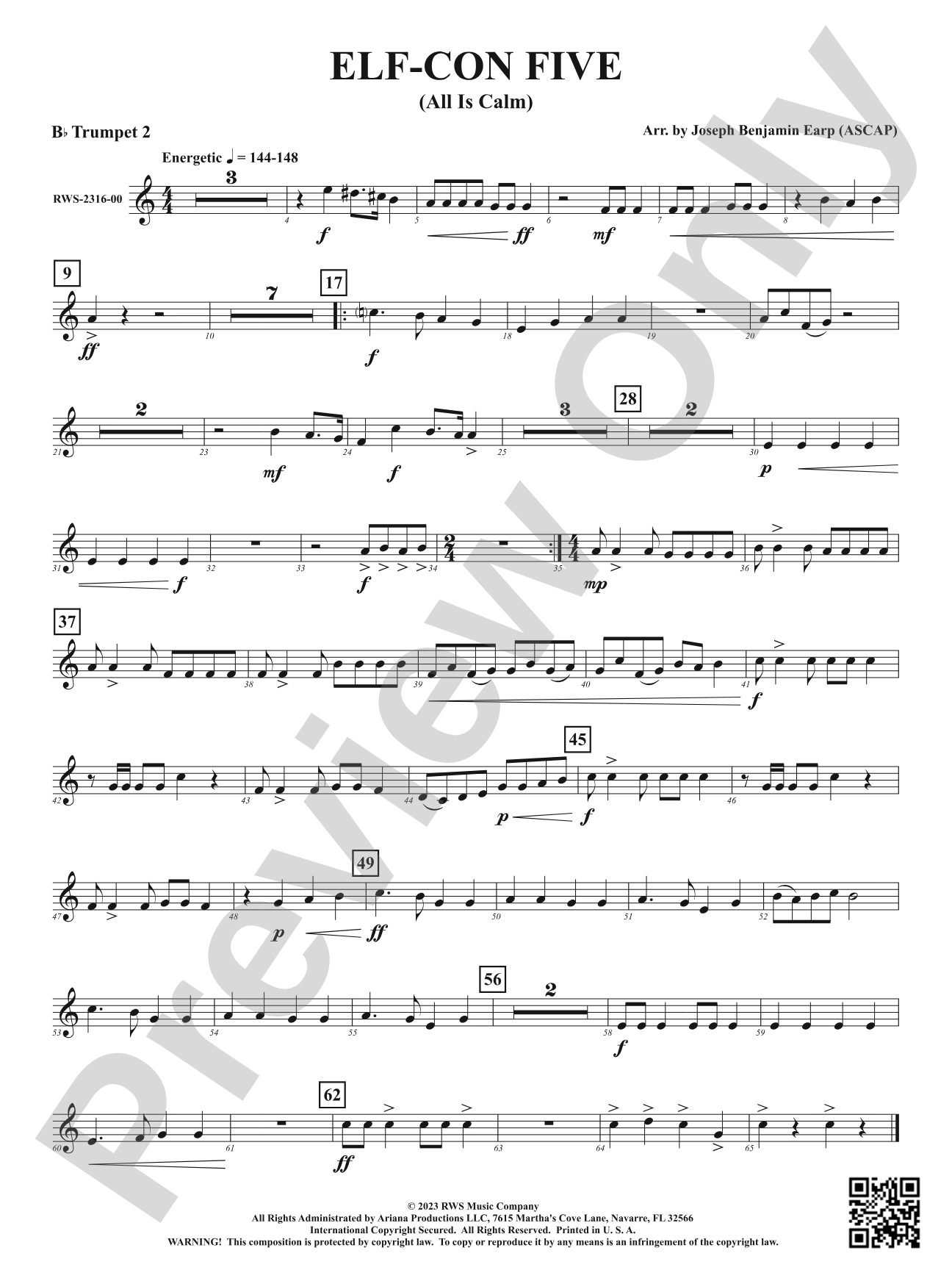 ELF-CON FIVE - All Is Calm: 2nd B-flat Trumpet