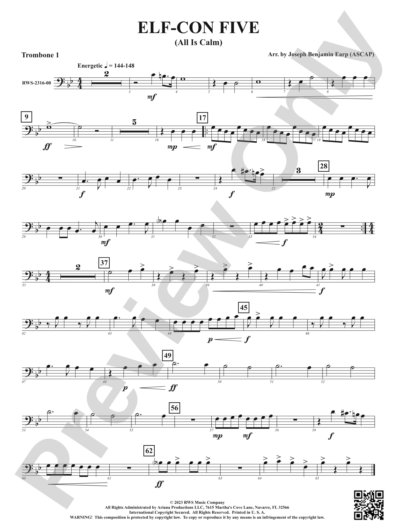ELF-CON FIVE - All Is Calm: 1st Trombone