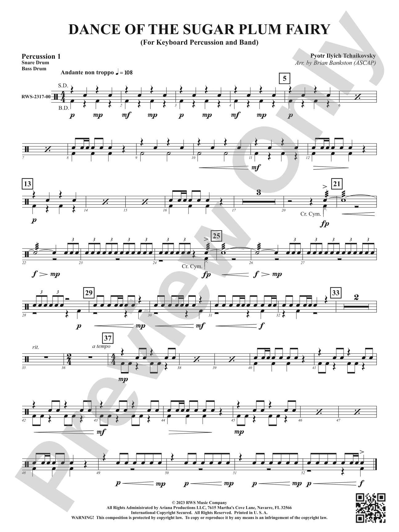Dance of the Sugar Plum Fairy - For Keyboard Percussion and Band: 1st Percussion