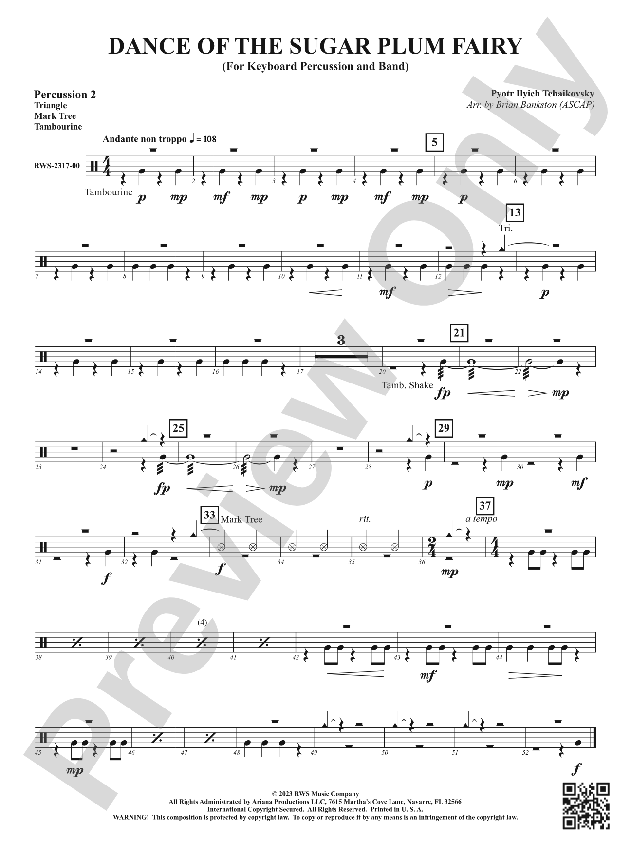 Dance of the Sugar Plum Fairy - For Keyboard Percussion and Band: 2nd Percussion