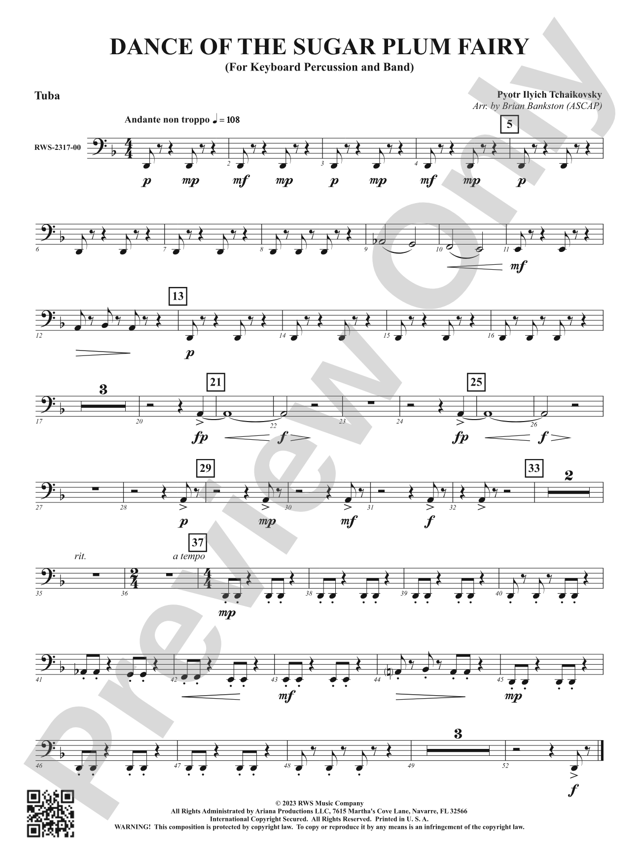 Dance of the Sugar Plum Fairy - For Keyboard Percussion and Band: Tuba