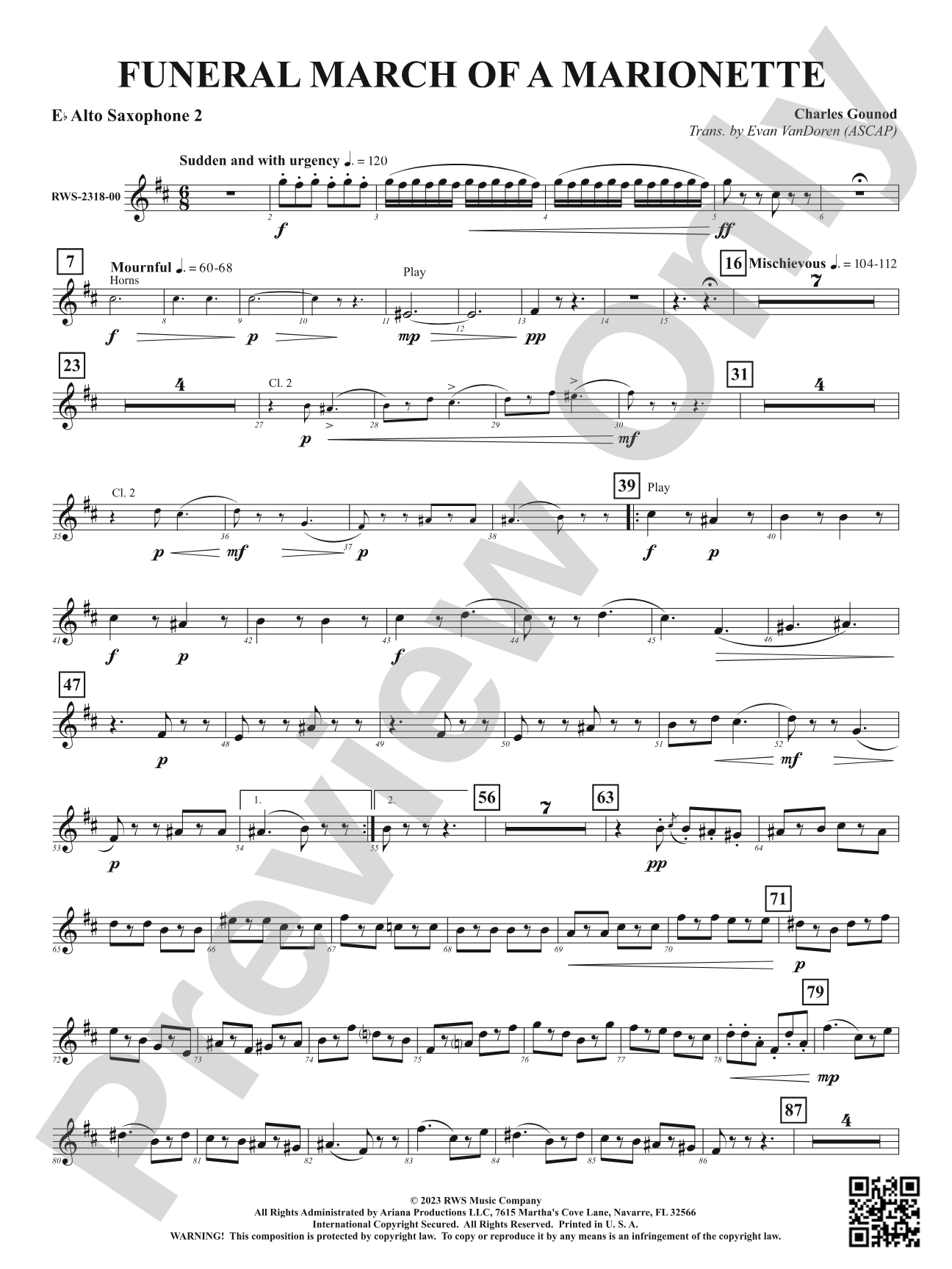 Funeral March of a Marionette: 2nd E-flat Alto Saxophone