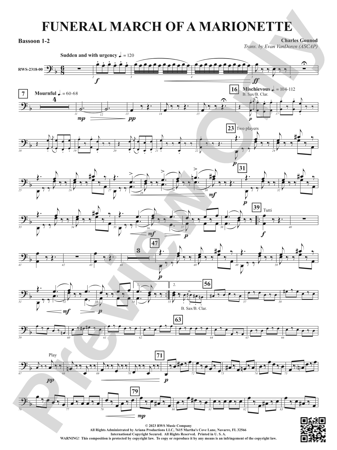 Funeral March of a Marionette: 1st & 2nd Bassoon