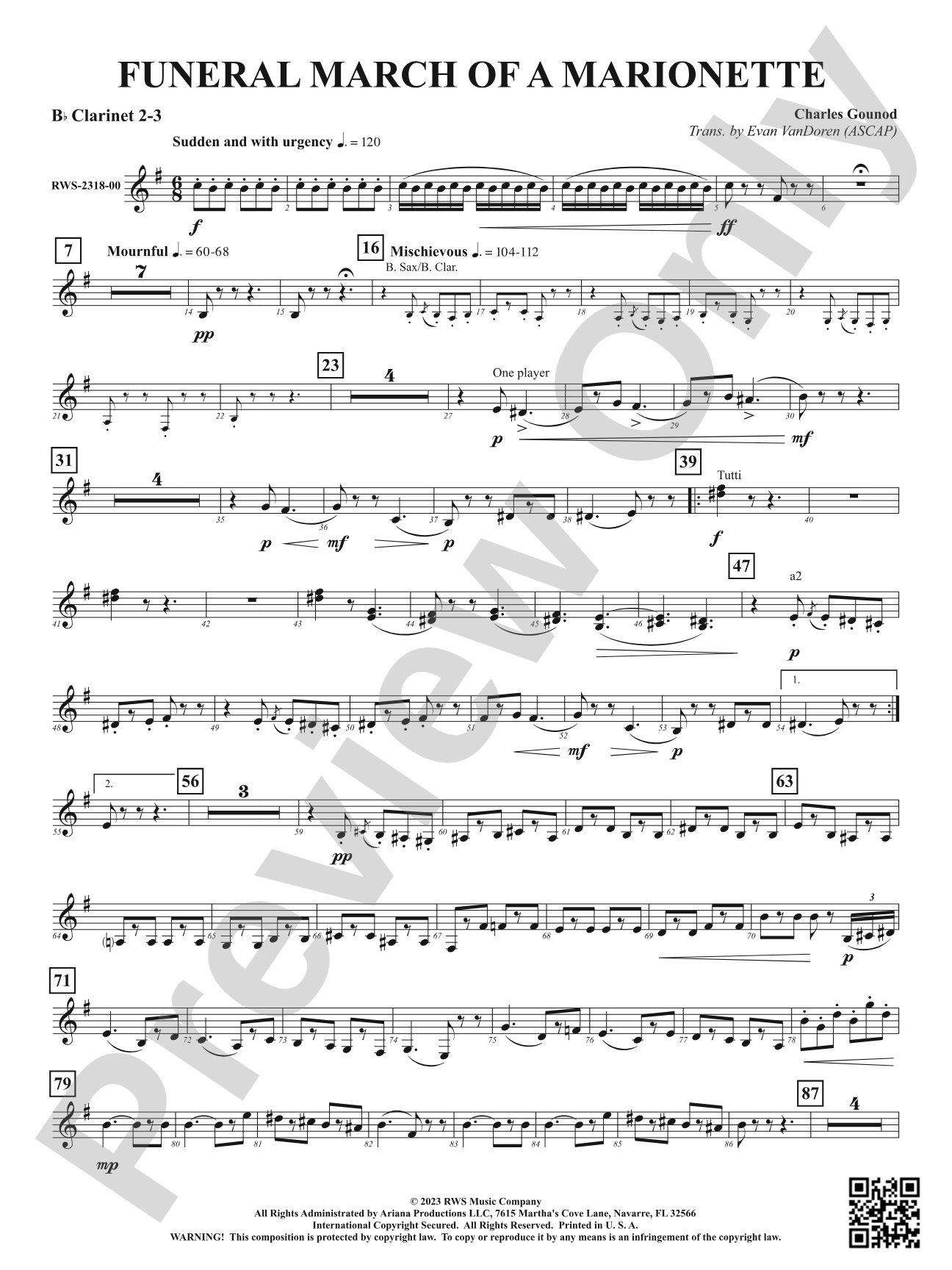 Funeral March of a Marionette: 2nd & 3rd B-flat Clarinets
