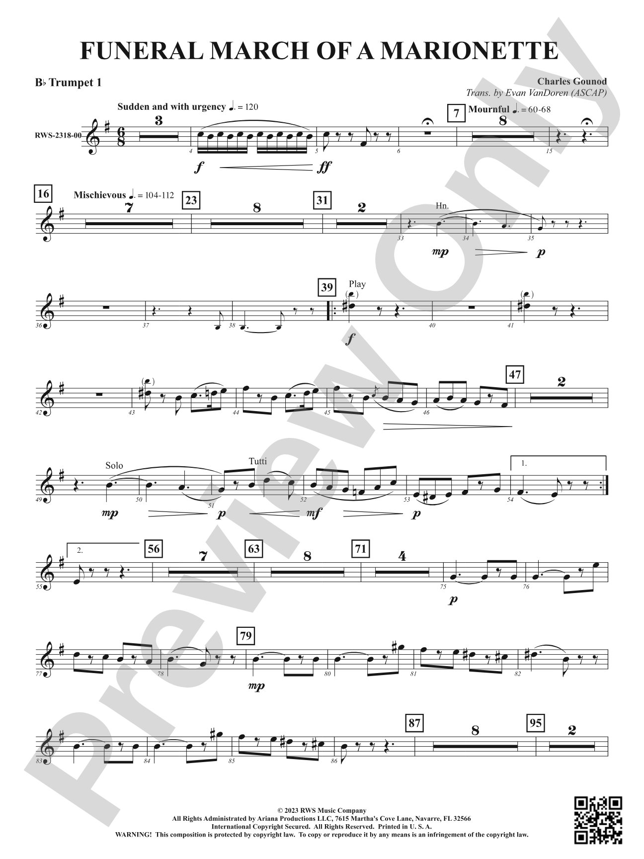 Funeral March of a Marionette: 1st B-flat Trumpet