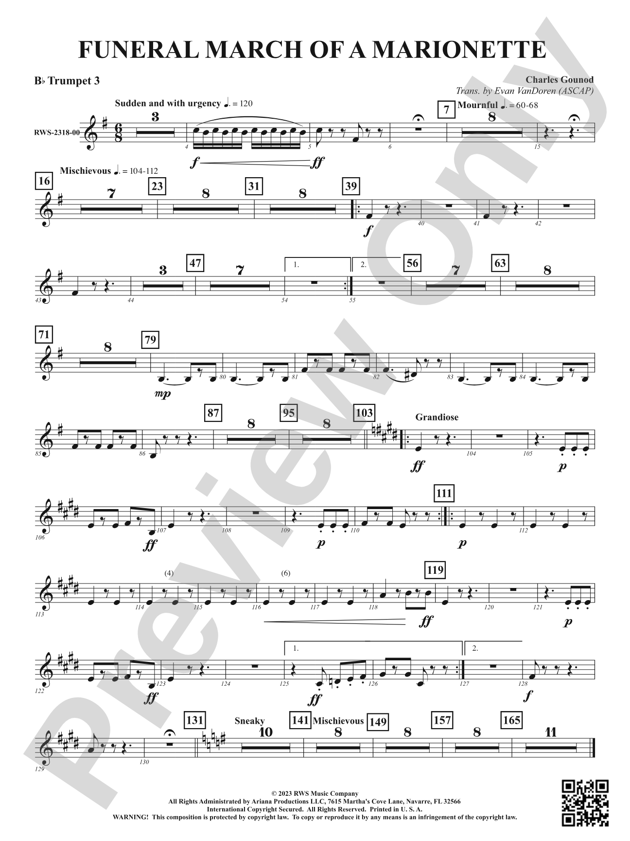 Funeral March of a Marionette: 3rd B-flat Trumpet