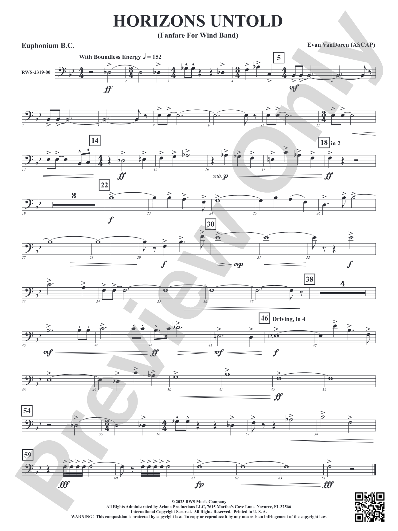 Horizons Untold - Fanfare for Wind Band: Baritone B.C.