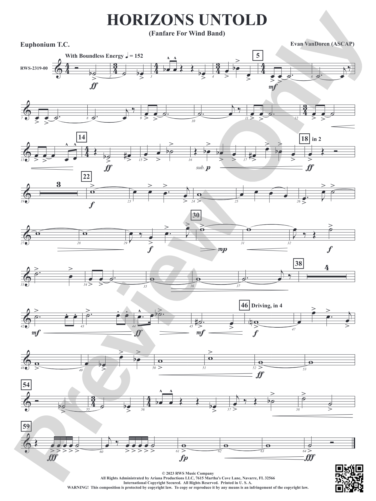 Horizons Untold - Fanfare for Wind Band: Baritone T.C.