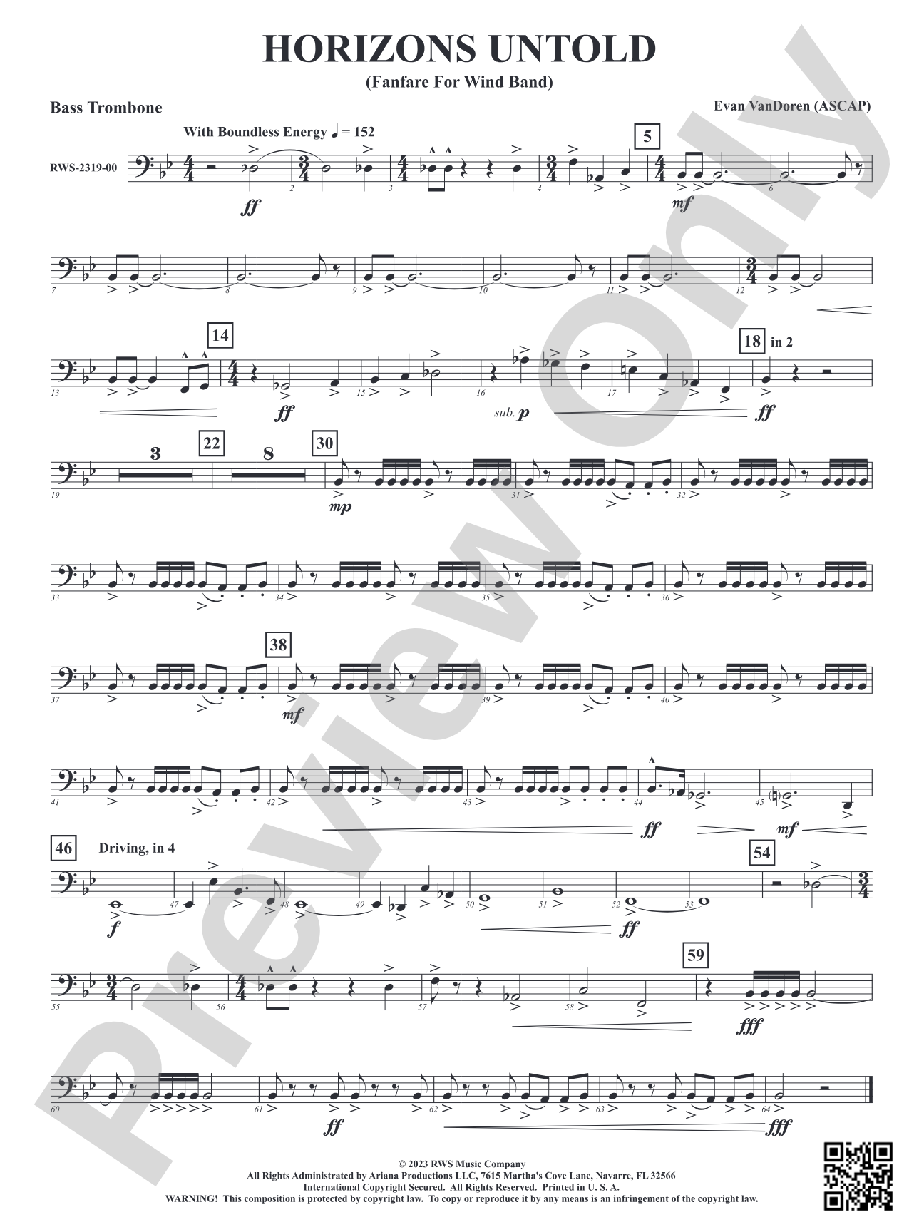 Horizons Untold - Fanfare for Wind Band: Bass Trombone