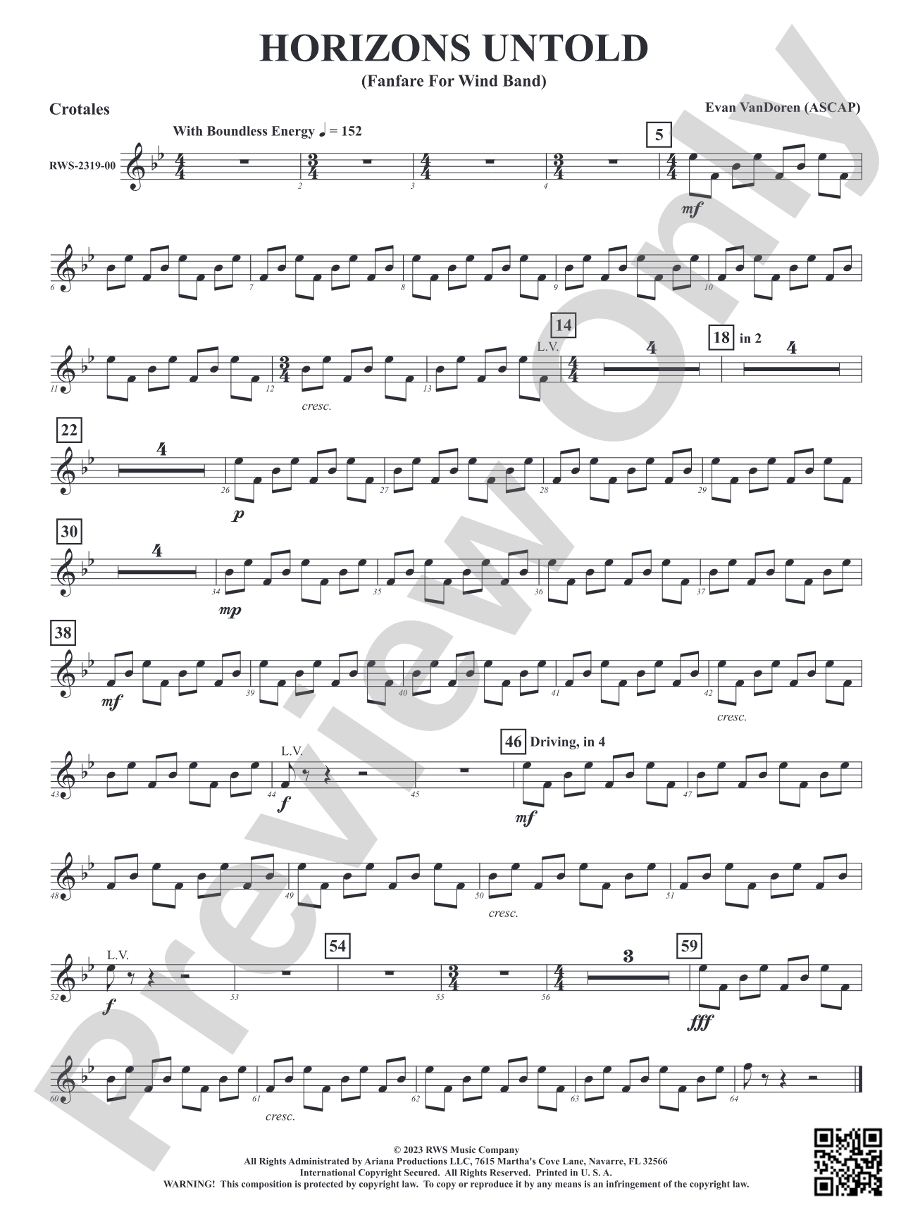 Horizons Untold - Fanfare for Wind Band: Crotales