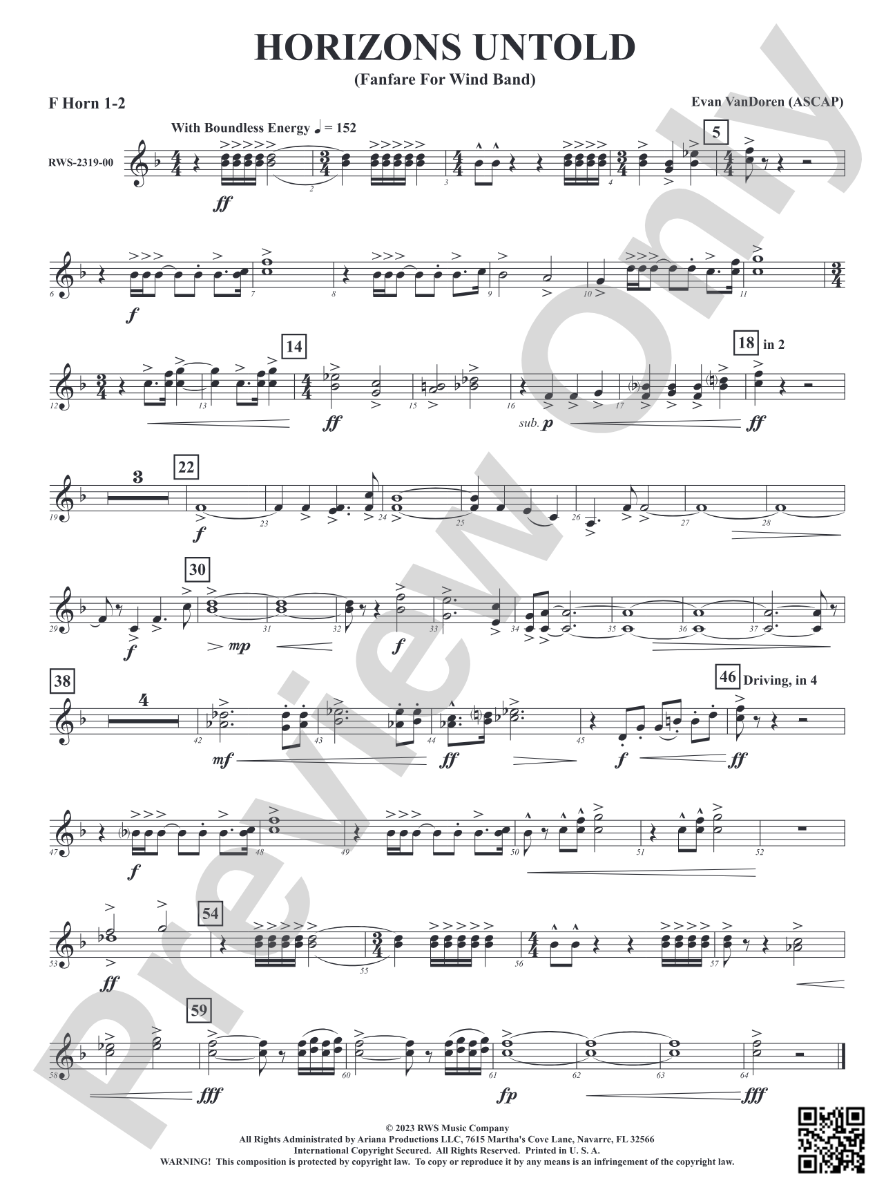 Horizons Untold - Fanfare for Wind Band: 1st & 2nd F Horns