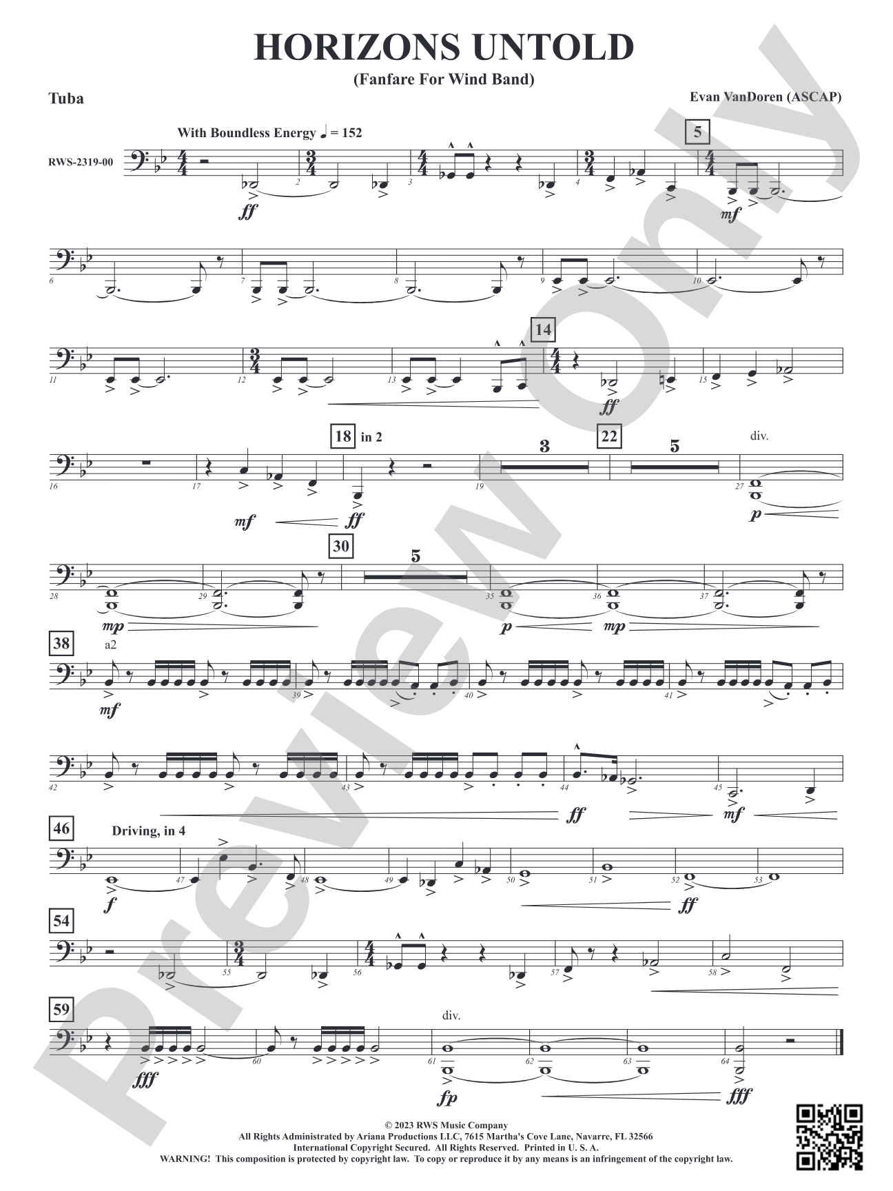 Horizons Untold - Fanfare for Wind Band: Tuba