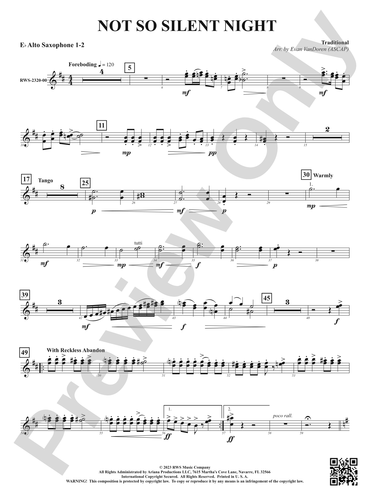 Not So Silent Night: 1st & 2nd E-flat Alto Saxophone