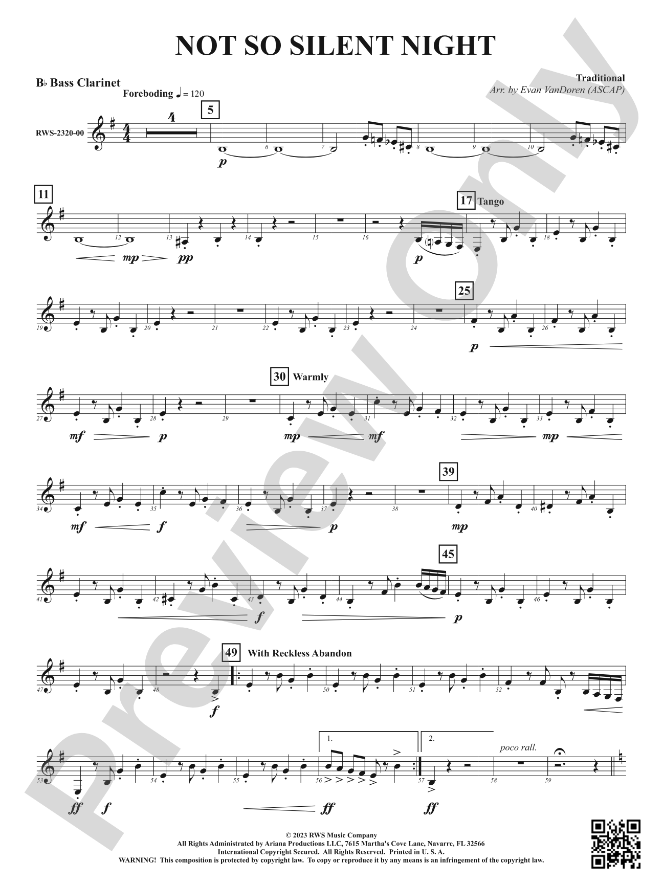 Not So Silent Night: B-flat Bass Clarinet