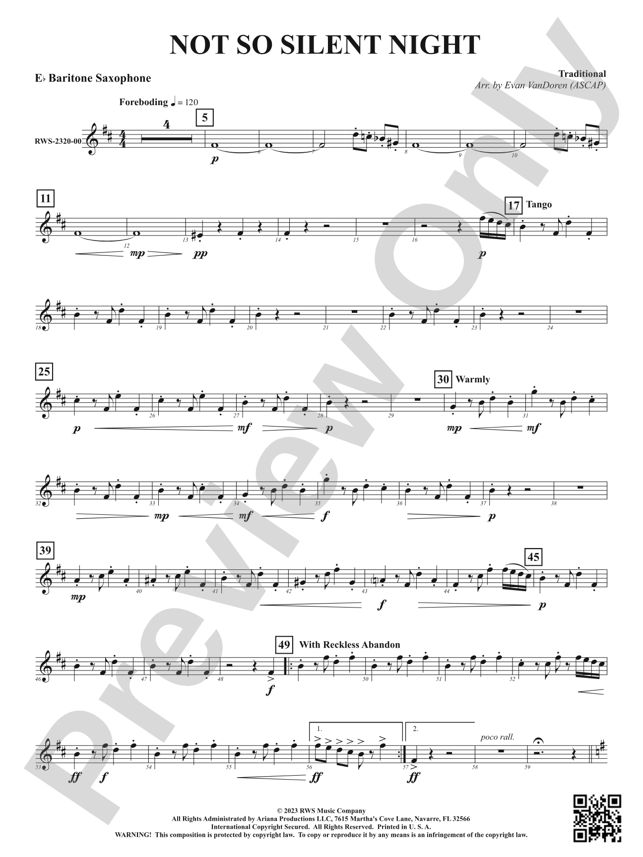 Not So Silent Night: E-flat Baritone Saxophone