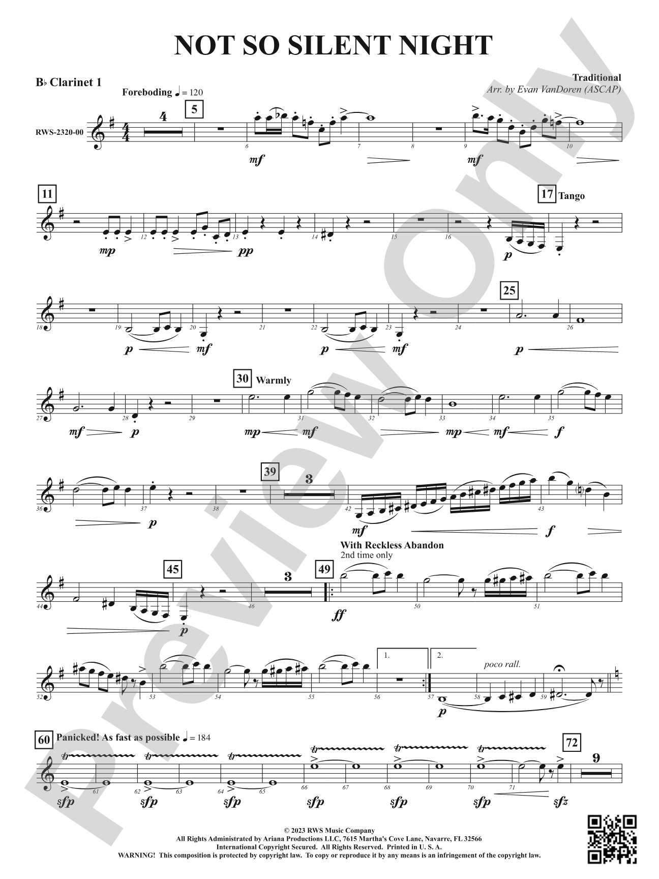 Not So Silent Night: 1st B-flat Clarinet