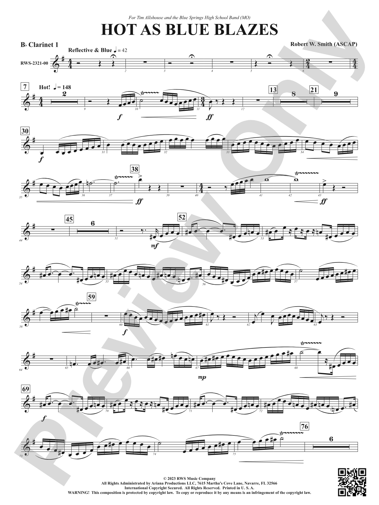 Hot As Blue Blazes: 1st B-flat Clarinet