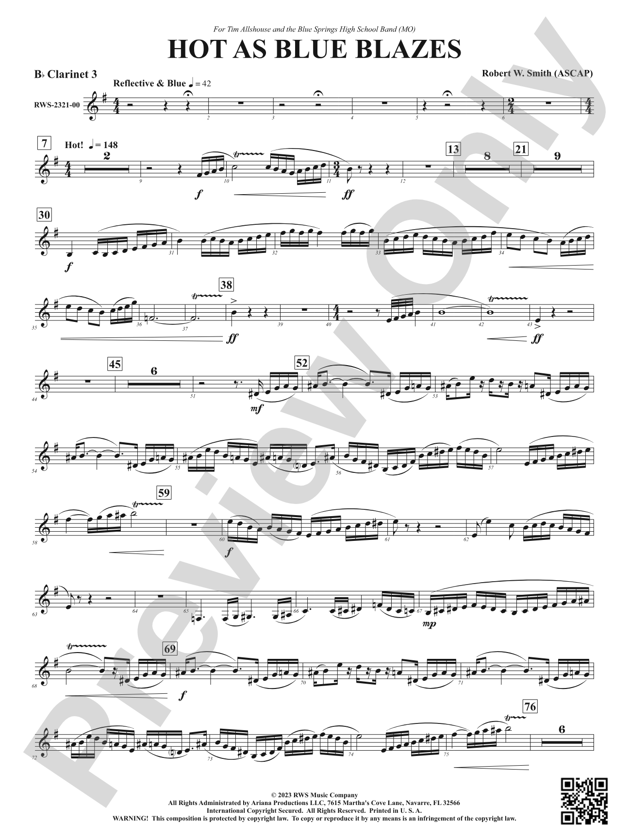 Hot As Blue Blazes: 3rd B-flat Clarinet