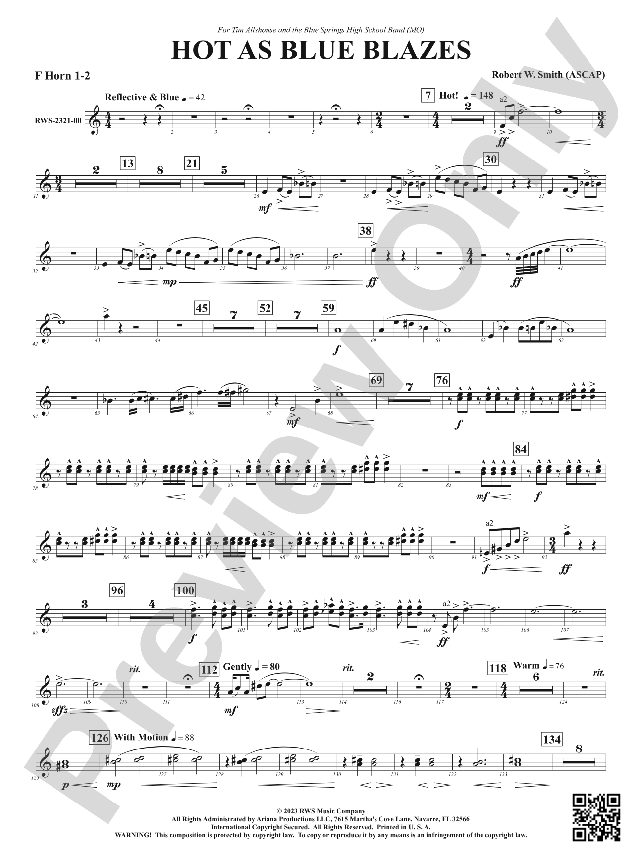 Hot As Blue Blazes: 1st & 2nd F Horns