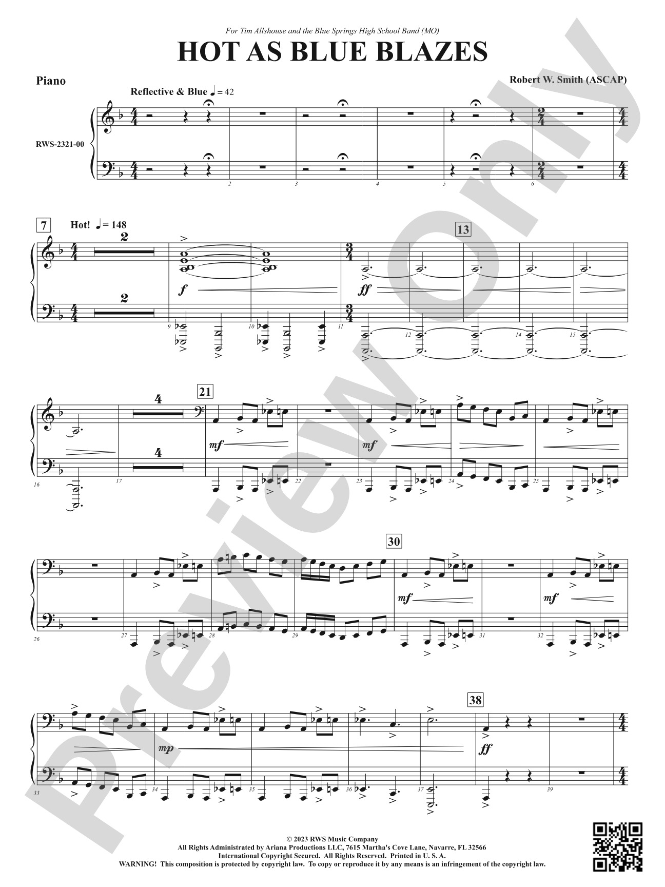 Hot As Blue Blazes: Piano Accompaniment