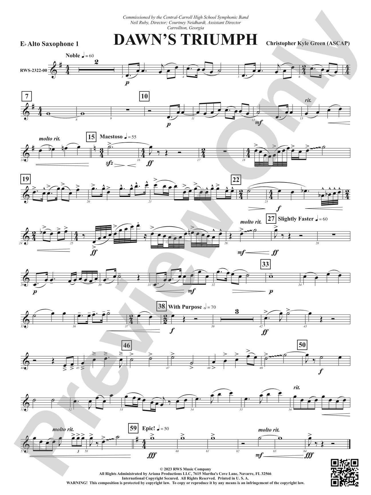 Dawn's Triumph: 1st E-flat Alto Saxophone