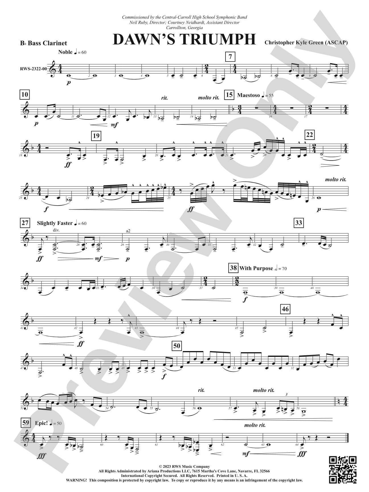Dawn's Triumph: B-flat Bass Clarinet