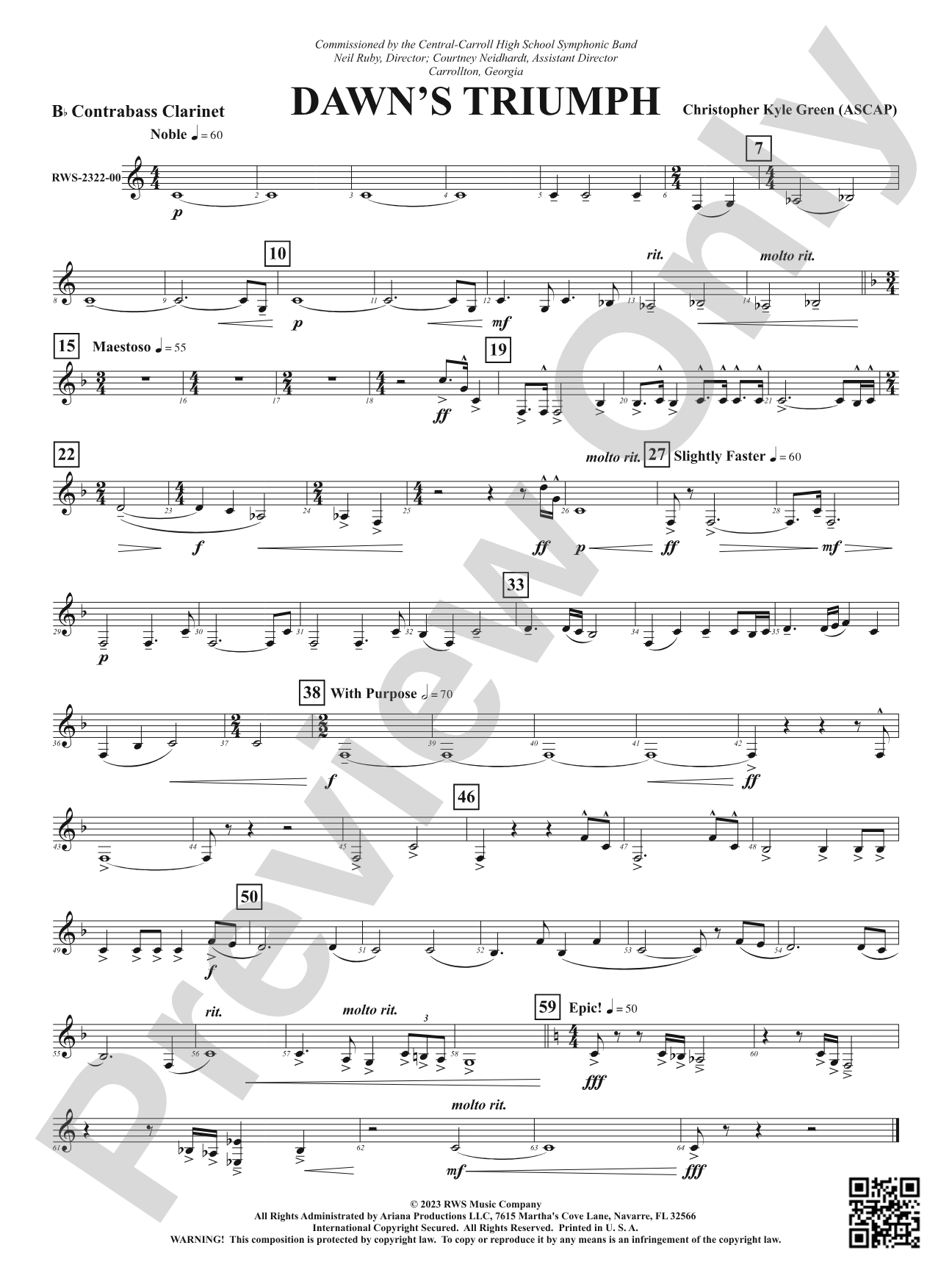 Dawn's Triumph: B-flat Contrabass Clarinet