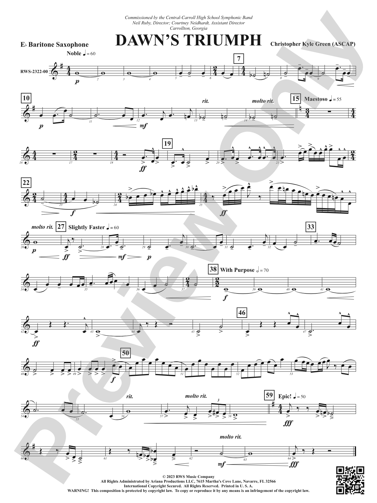 Dawn's Triumph: E-flat Baritone Saxophone