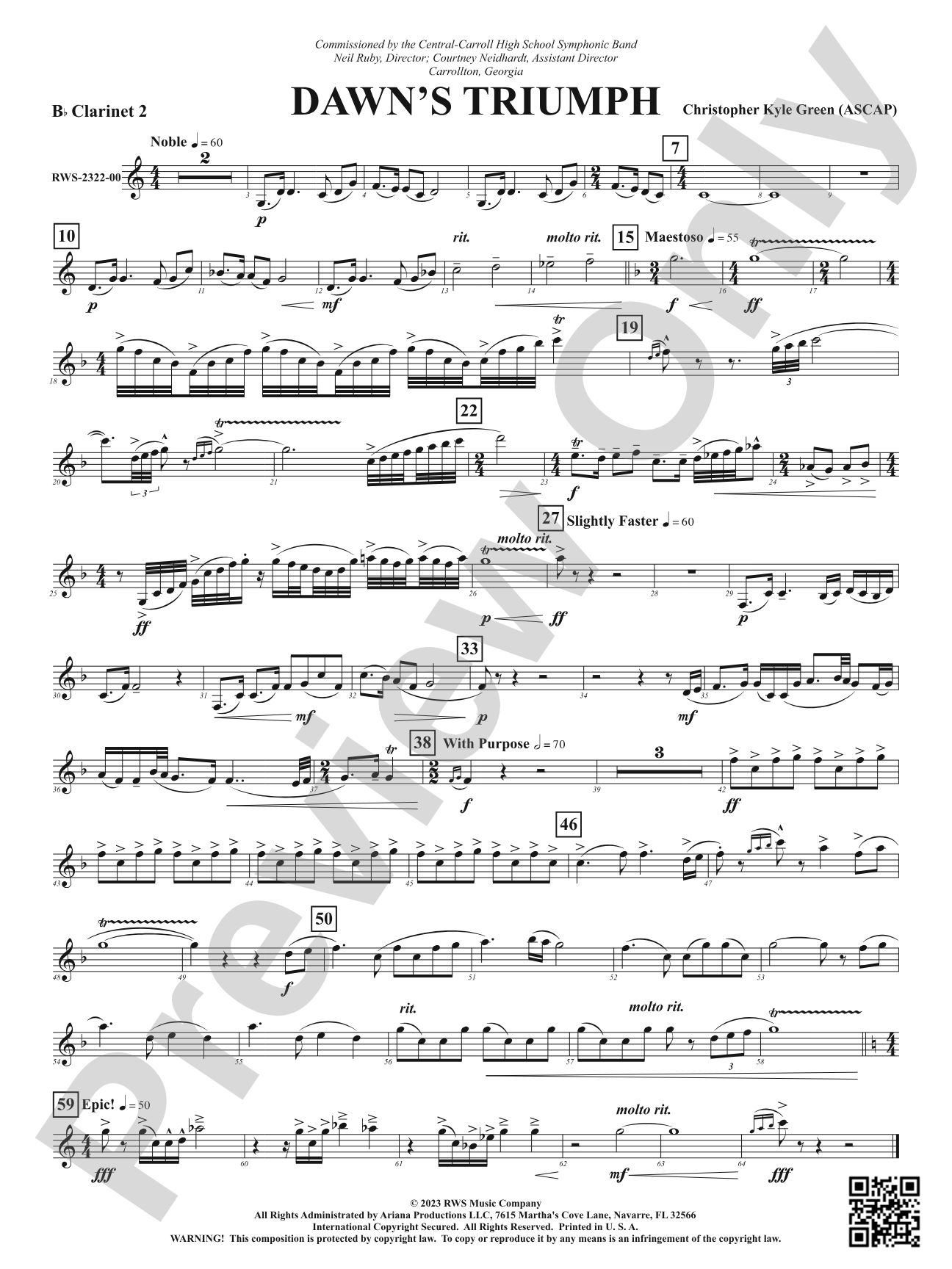 Dawn's Triumph: 2nd B-flat Clarinet