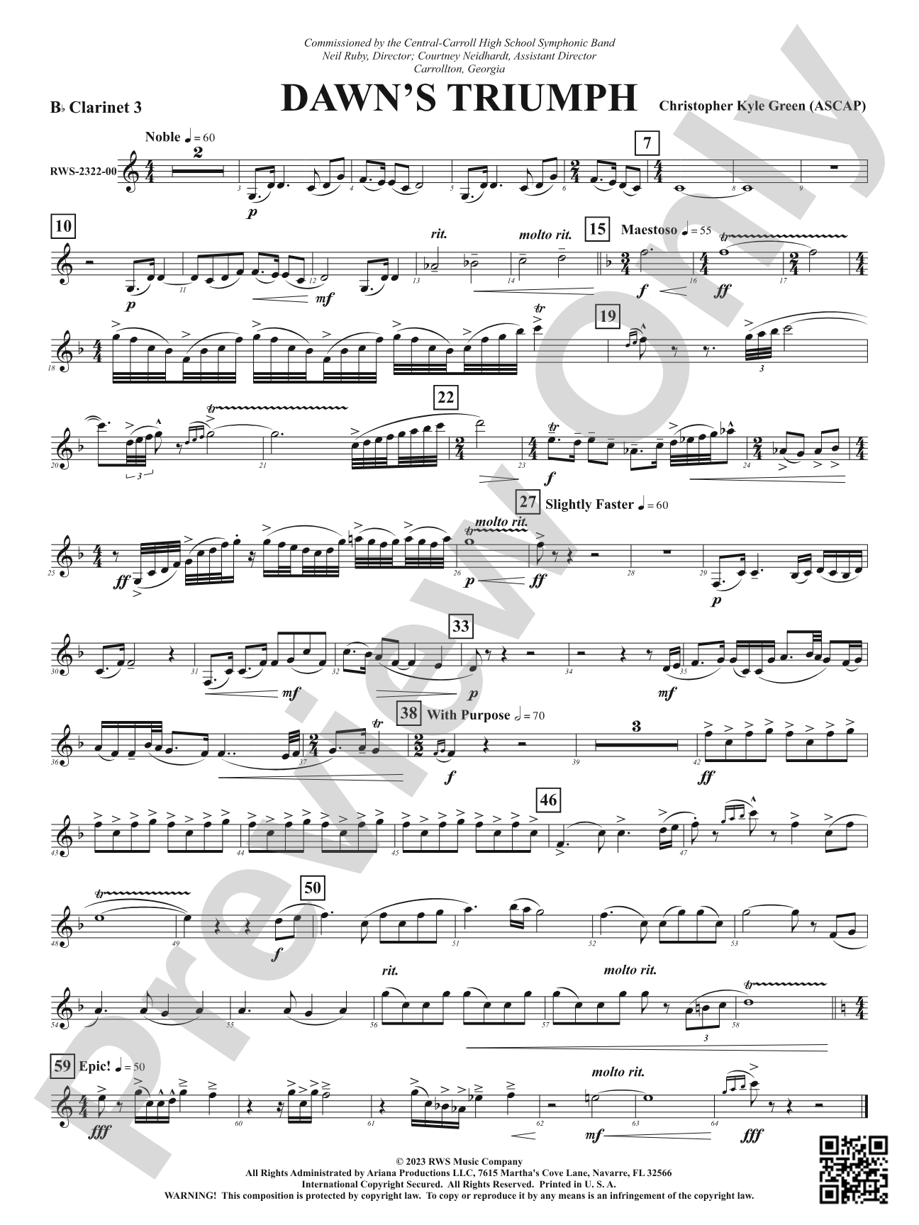 Dawn's Triumph: 3rd B-flat Clarinet