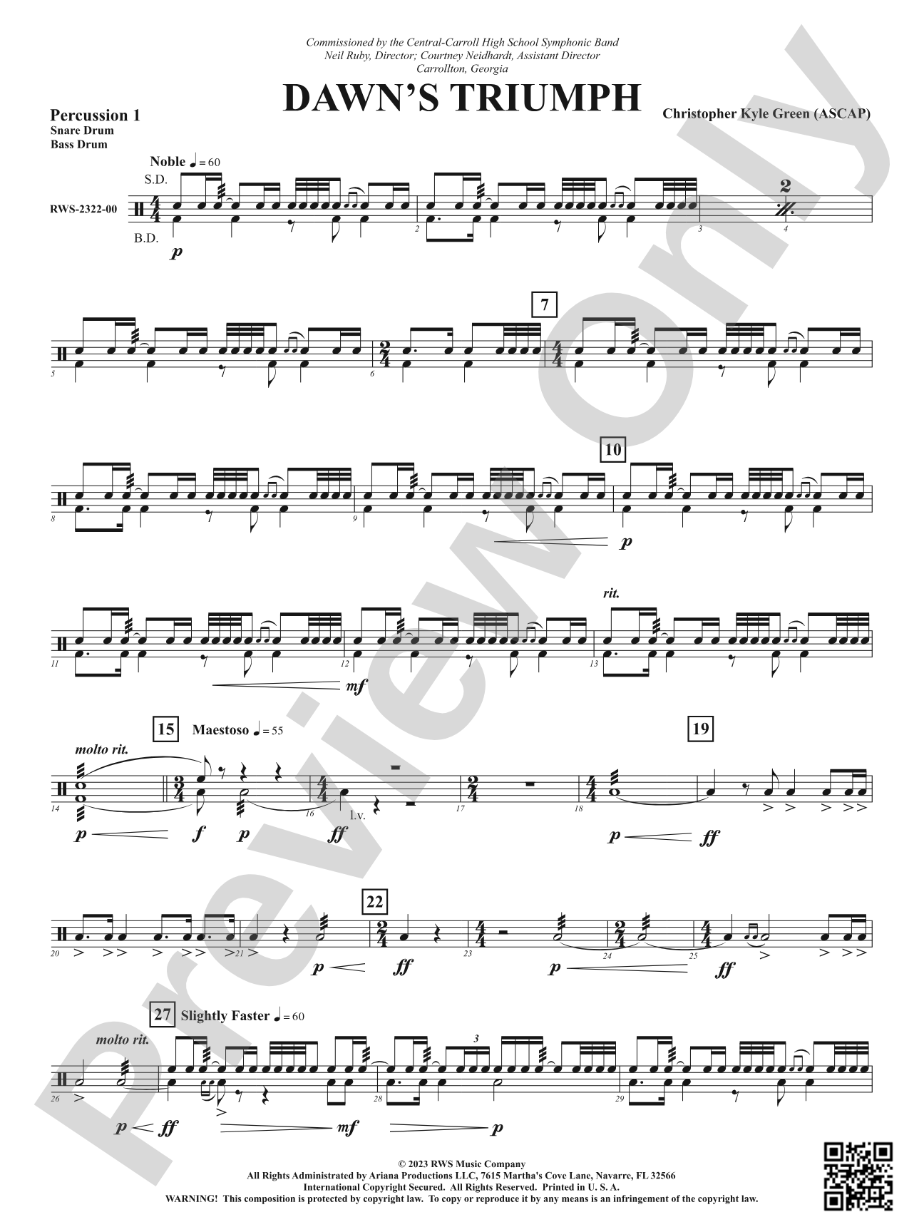 Dawn's Triumph: 1st Percussion