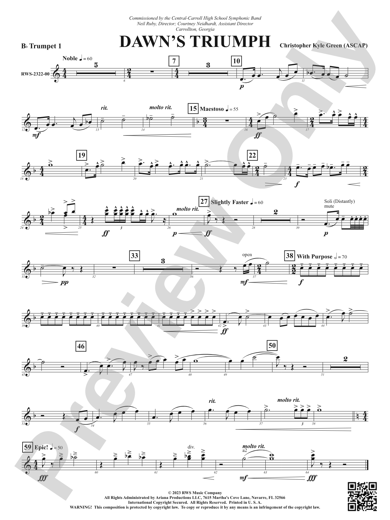 Dawn's Triumph: 1st B-flat Trumpet