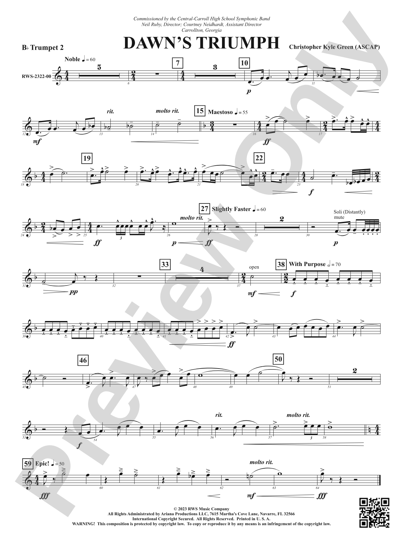 Dawn's Triumph: 2nd B-flat Trumpet