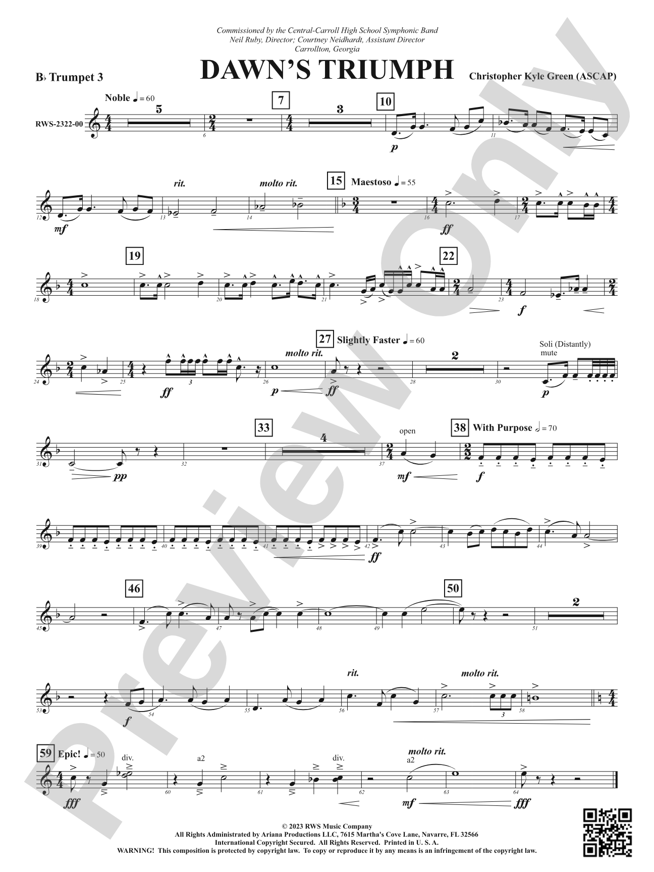 Dawn's Triumph: 3rd B-flat Trumpet