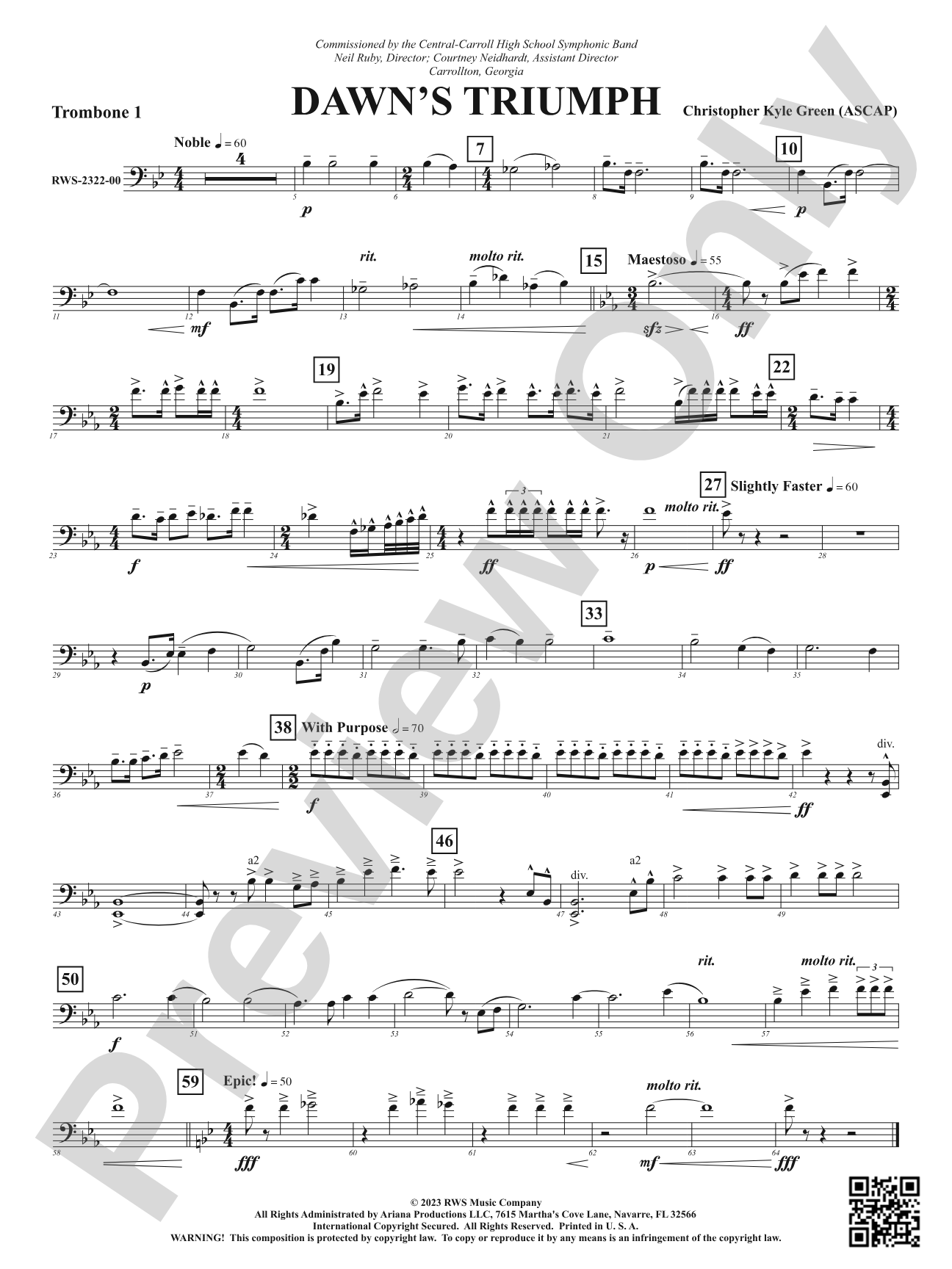 Dawn's Triumph: 1st Trombone