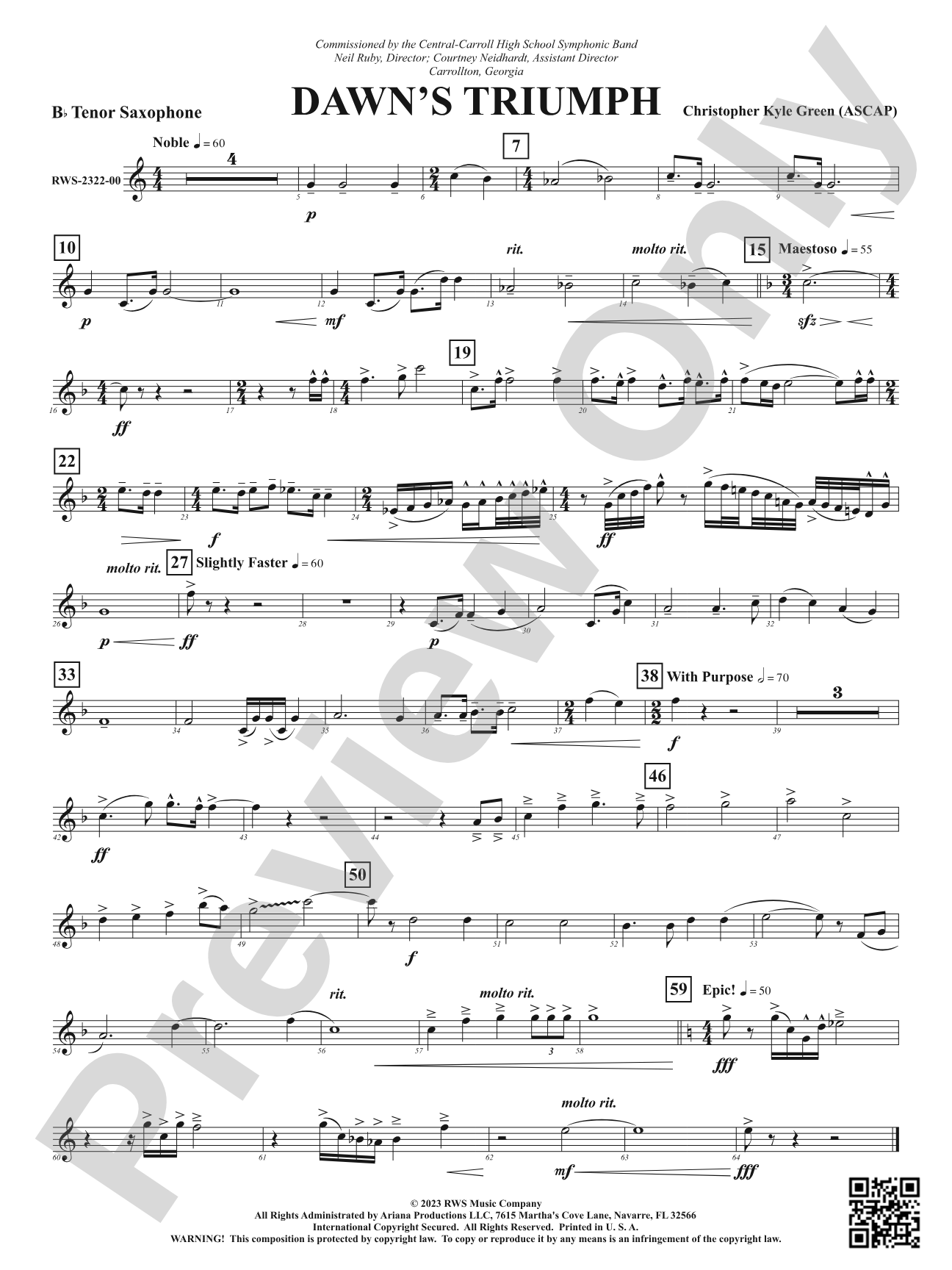 Dawn's Triumph: B-flat Tenor Saxophone