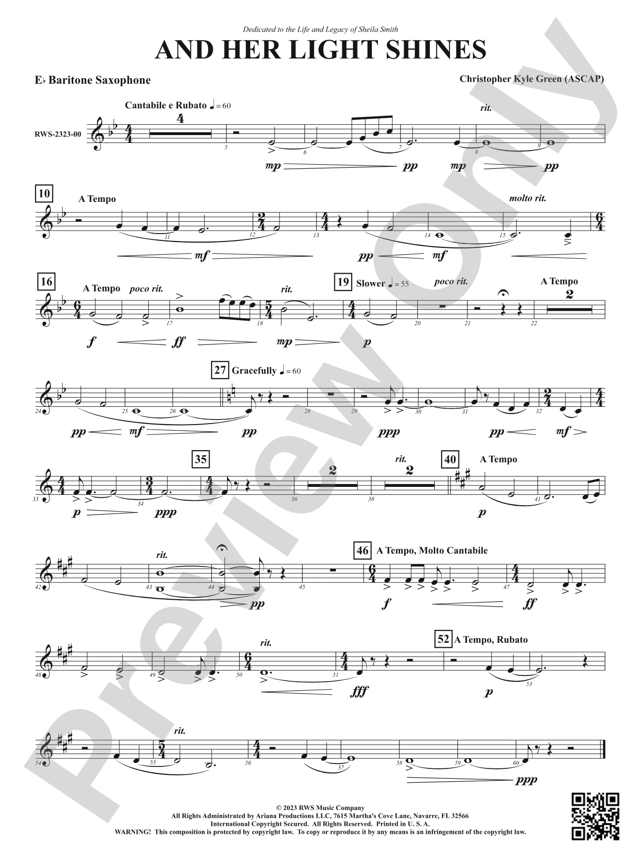 And Her Light Shines: E-flat Baritone Saxophone