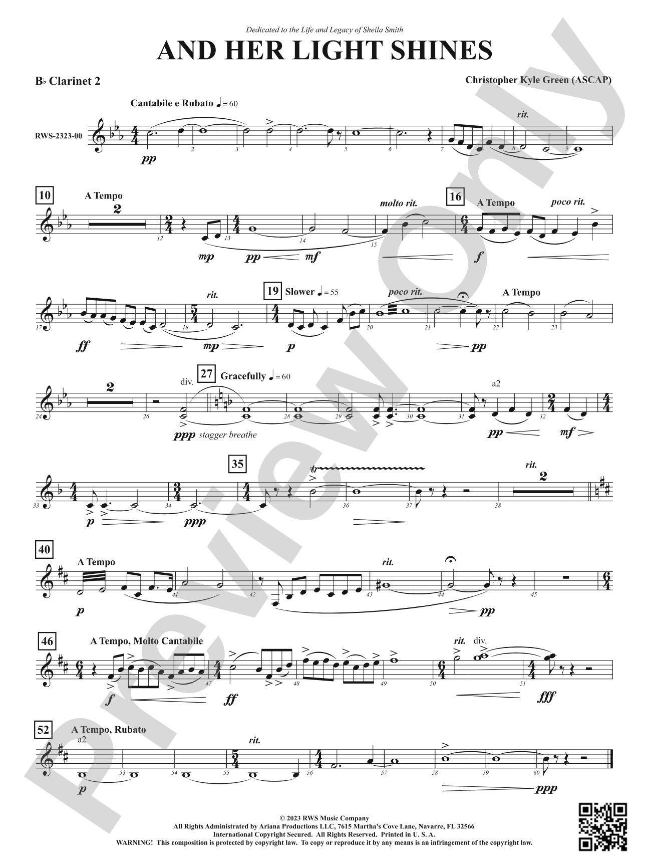 And Her Light Shines: 2nd B-flat Clarinet
