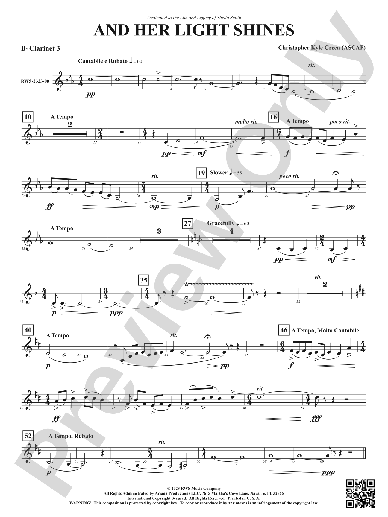 And Her Light Shines: 3rd B-flat Clarinet