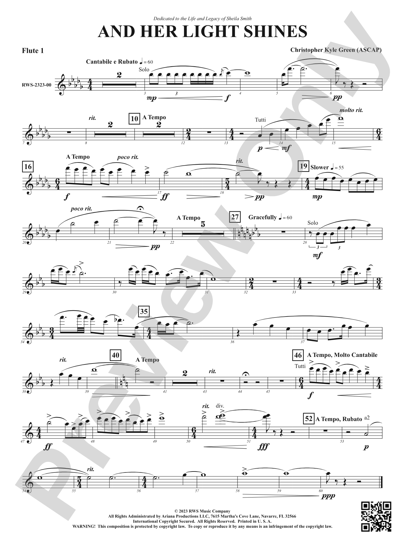 And Her Light Shines: 1st Flute