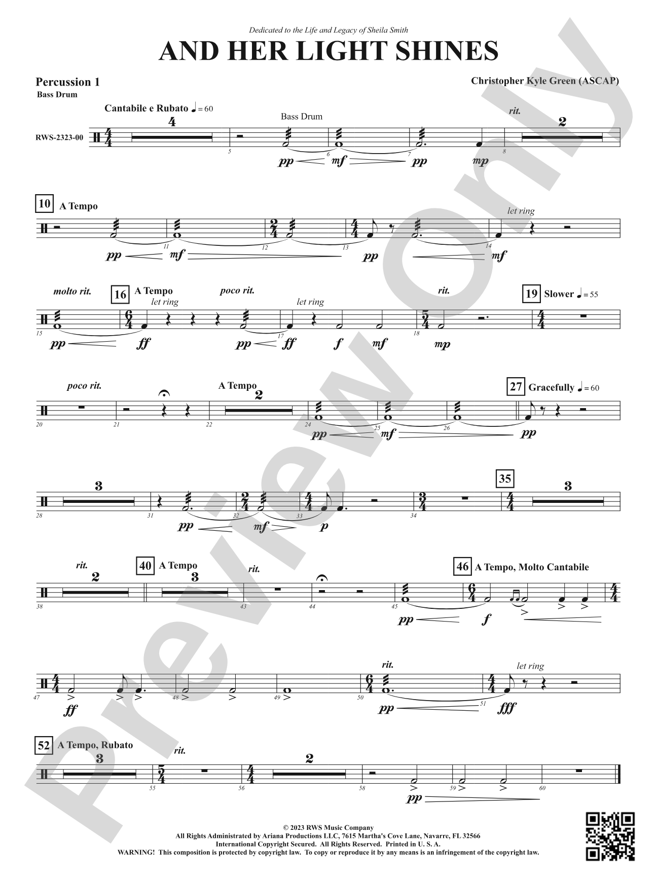 And Her Light Shines: 1st Percussion