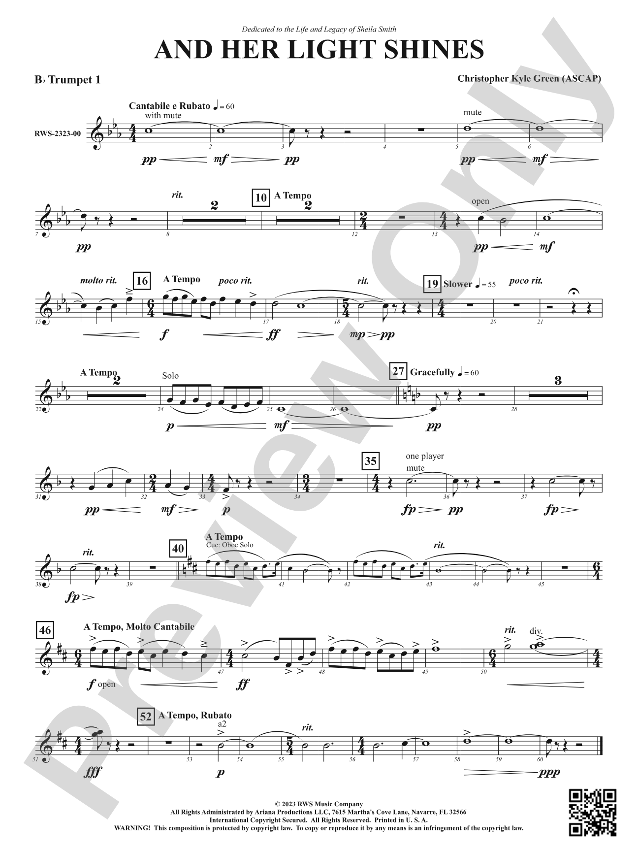 And Her Light Shines: 1st B-flat Trumpet