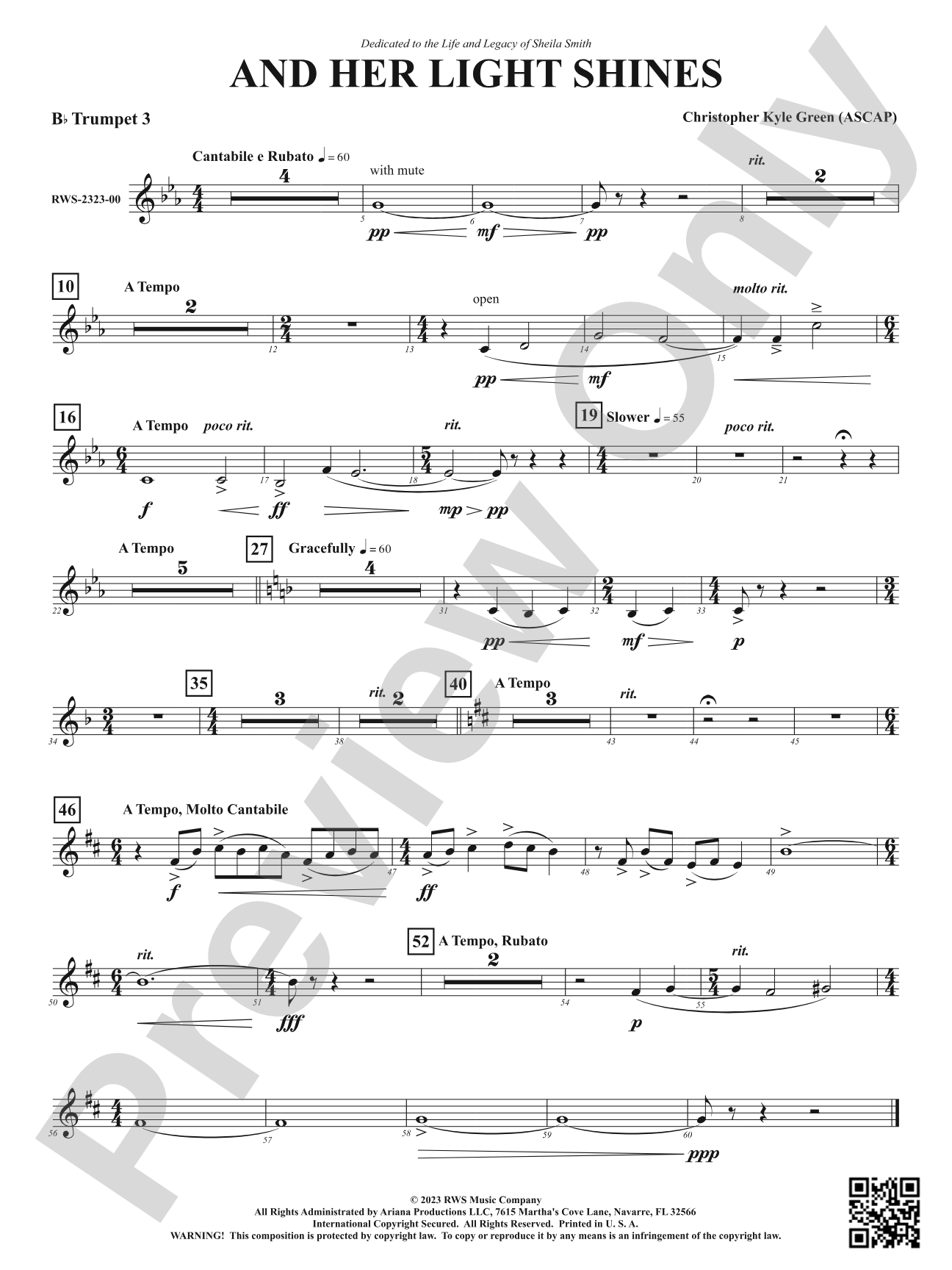 And Her Light Shines: 3rd B-flat Trumpet