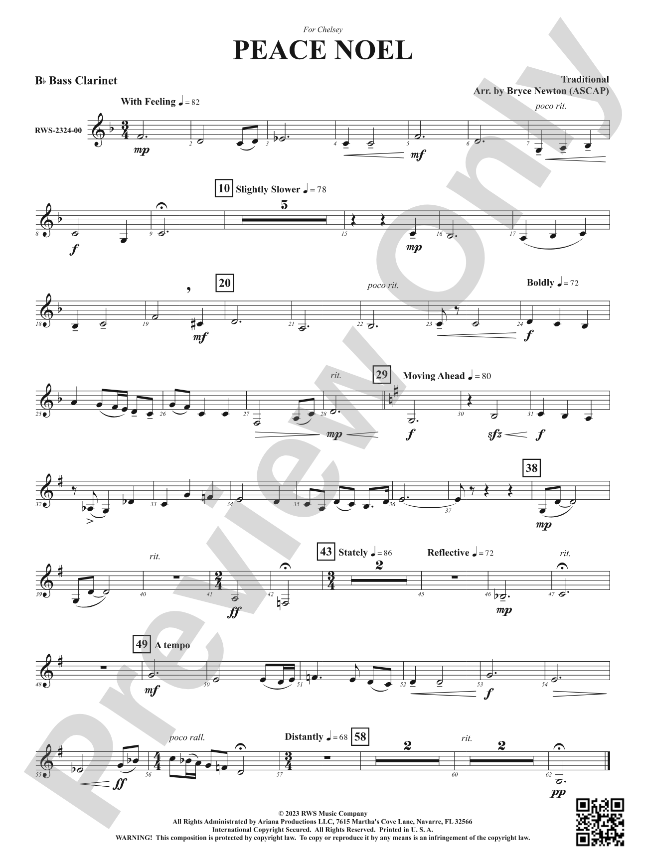 Peace Noel: B-flat Bass Clarinet