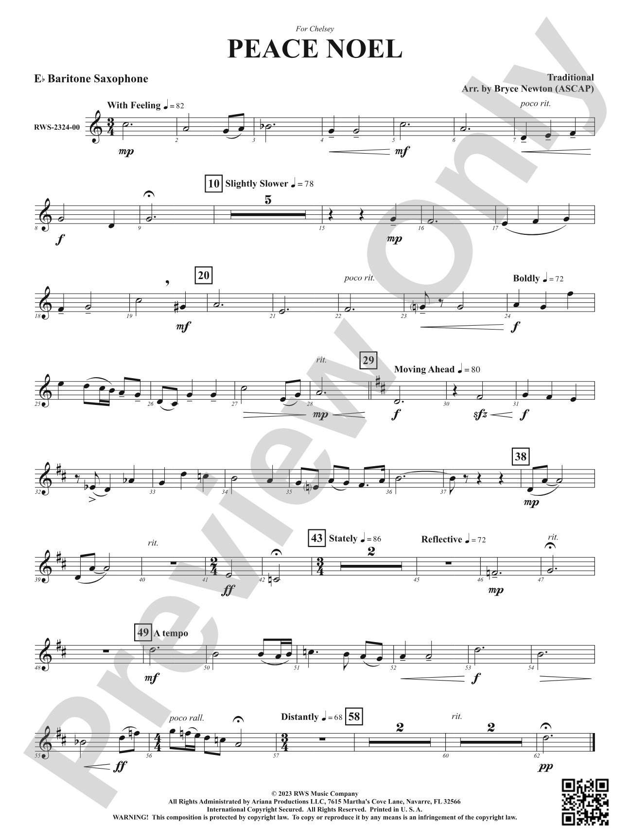 Peace Noel: E-flat Baritone Saxophone