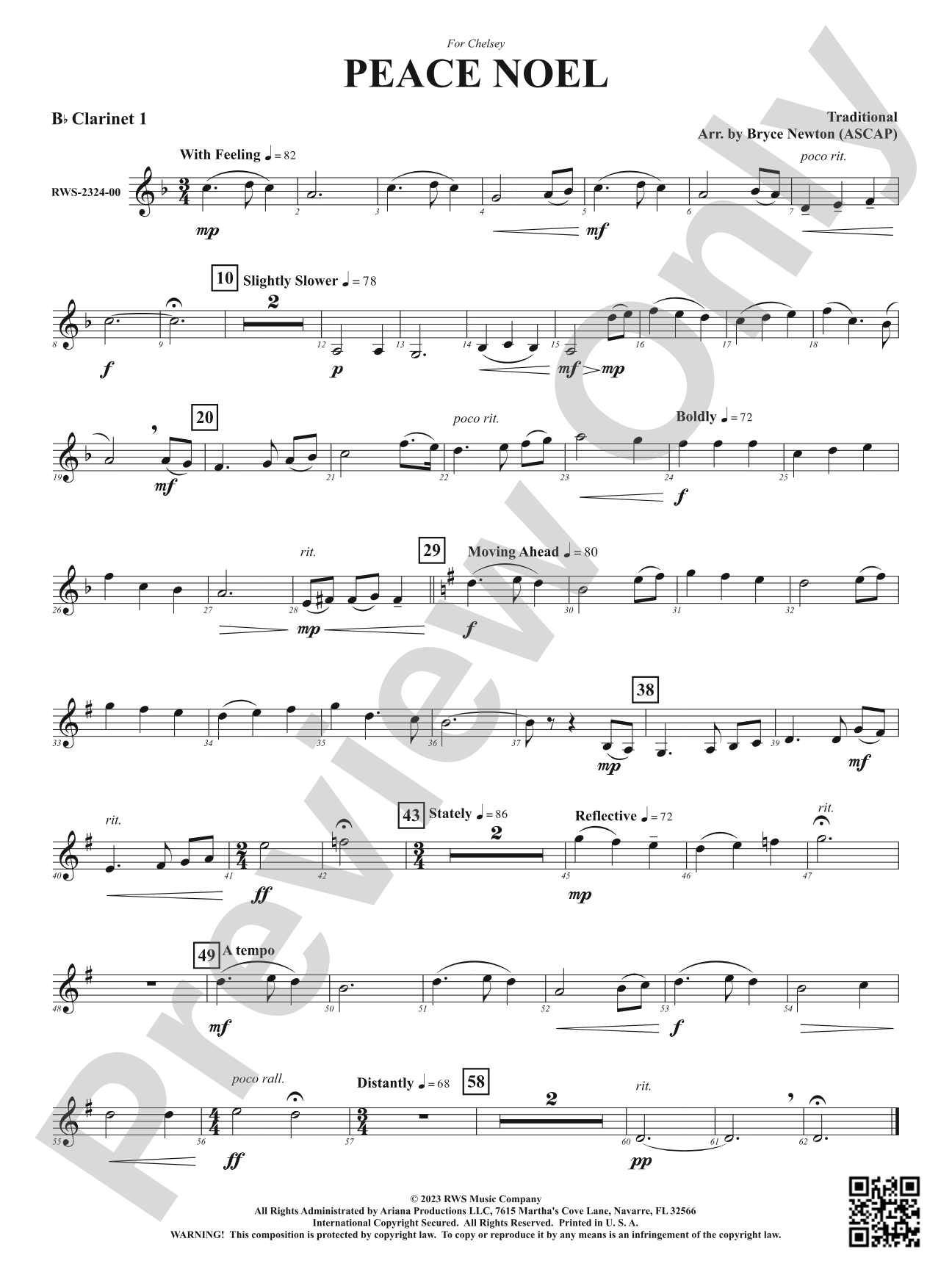 Peace Noel: 1st B-flat Clarinet